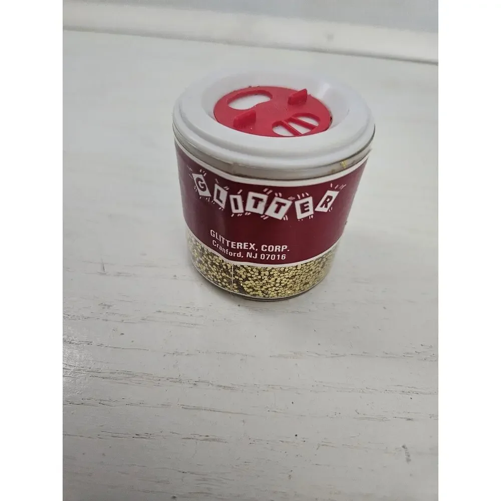 Vintage Glitter Glitterex‎ Corp 2oz Gold Made In USA Open 95% Full